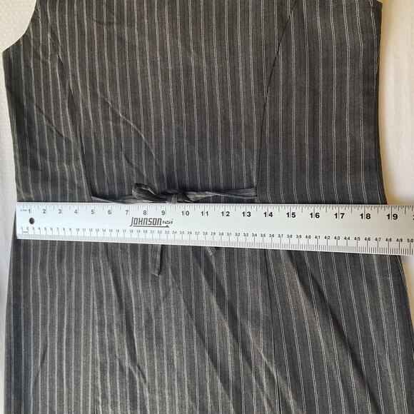 VINTAGE Hillard & Hanson Women Dress 10 Gray Striped Shirt Dress Classic Button - Picture 10 of 11